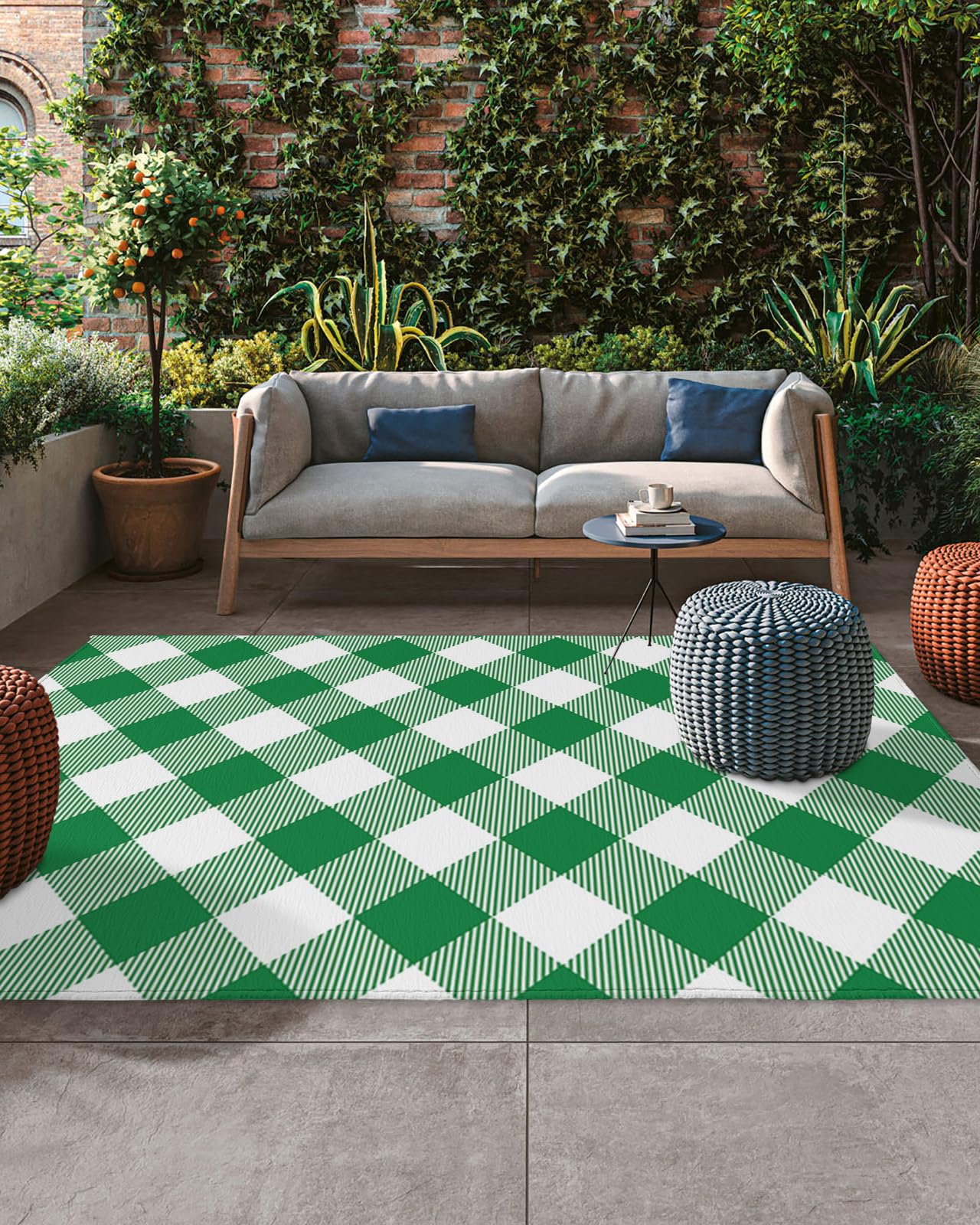 Amazon.com: Outdoor Rug Waterproof 4x6 Feet Buffalo Check Plaid